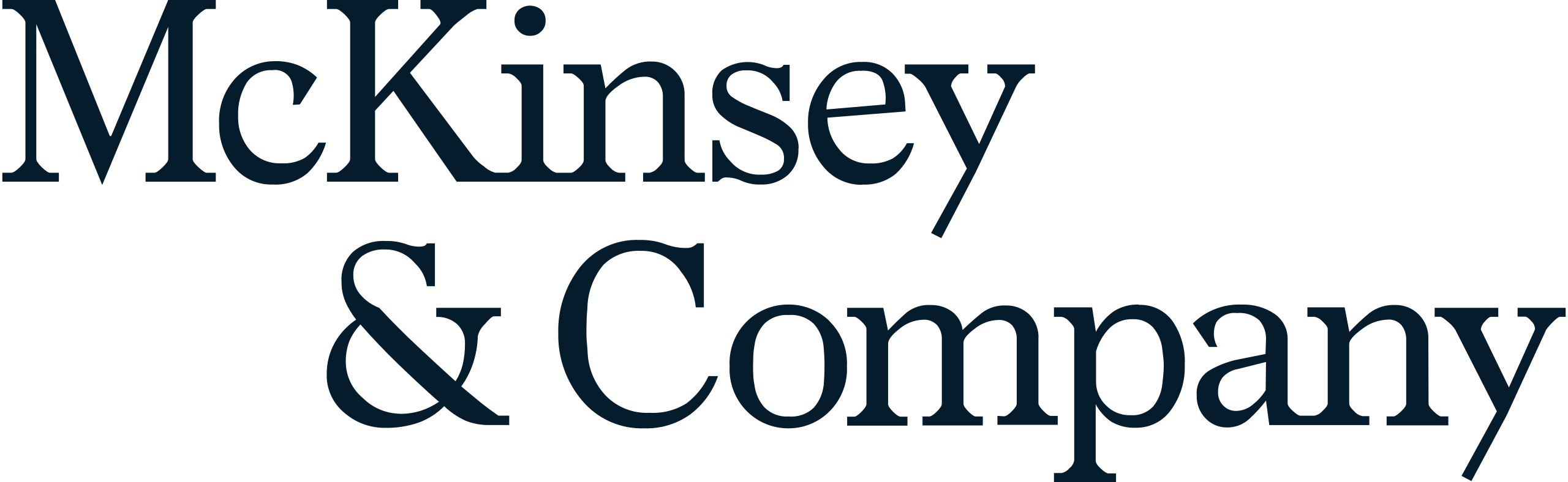 This logo of McKinsey features the words ‘McKinsey & Company’ in dark blue serif typeface.
