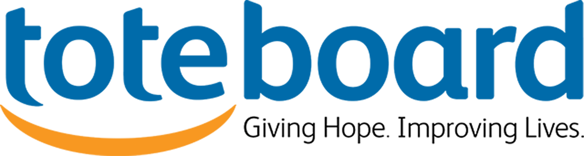 his logo of Toteboard features the words ‘toteboard’ in blue serif typeface, with an orange curve that resembles a smile below the word ‘tote’. By the side is the tagline ‘Giving Hope. Improving Lives.’ in small, black sans-serif typeface.